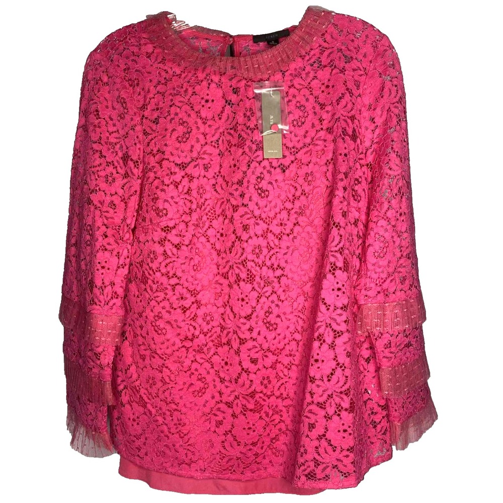 J CREW Dragonfruit Pink Lace lace blouse with Cami Size small cottagecore NEW‎